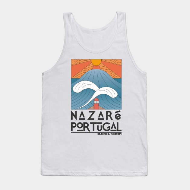 Nazaré Portugal Retro Travel Poster Tank Top by JDP Designs